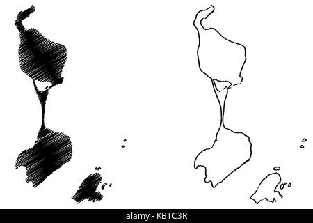 Saint Pierre e Miquelon island map illustrazione vettoriale, scribble schizzo di Saint Pierre e Miquelon Illustrazione Vettoriale