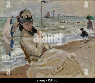 Claude Monet Camille en la playa de Trouville Foto Stock