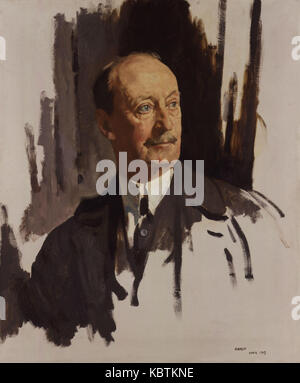 Questo ritratto, dipinto da Sir William Orpen, raffigura Charles Hardinge, i barone Hardinge di Penshurst. Il dipinto mostra il soggetto in abbigliamento formale, riflettendo la sua posizione nella società britannica all'inizio del XX secolo. Foto Stock