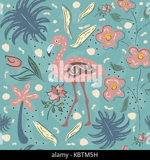 Flamingo bird seamless pattern. illustrazione vettoriale Illustrazione Vettoriale