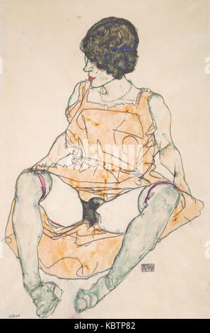 Egon Schiele Sitzende Frau mit hochgeschobenem Kleid 1914 Foto Stock