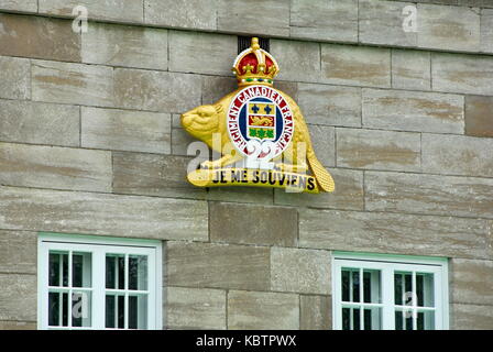 Beaver emblema del ventiduesimo francese canadese reggimento nella Citadelle di Quebec Quebec City, Provincia di Quebec, Canada Foto Stock