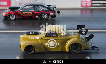 Drag racing 1/4 di miglio di santa pod Foto Stock