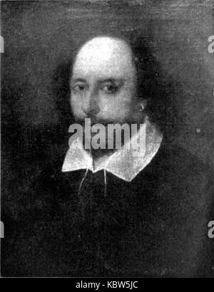 Il Ritratto Chandos di William Shakespeare, una delle immagini più famose e riconoscibili del drammaturgo. Questo ritratto, associato alla collezione Britannica, è spesso considerato l'immagine definitiva di Shakespeare. Foto Stock