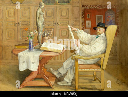 Carl Larsson Autoritratto (nel nuovo studio) Foto Stock