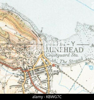 Minehead mappa 1937 Foto Stock