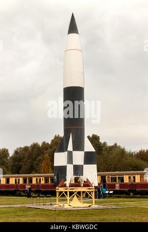 Peenemuende, Germania - 21 settembre 2017: territorio dell'esercito centro di ricerca. ww-ii sviluppato v-1 e V-2 razzi. vista del v-2 missile Foto Stock