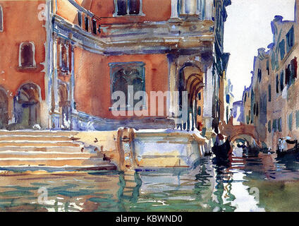 Il dipinto di John Singer Sargent della *Scuola grande di San Rocco* cattura la grandezza dell'edificio veneziano, mettendo in mostra l'abilità di Sargent nel rappresentare l'architettura e i dettagli raffinati della fine del XIX secolo. Foto Stock