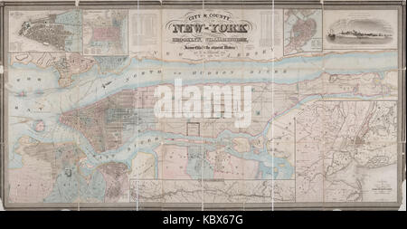 1849 Colton mappa della città di New York Foto Stock