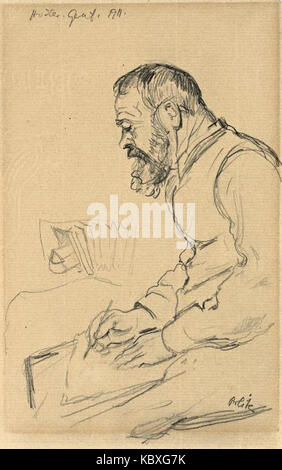 Un disegno di Emil Orlik che raffigura l'opera di Ferdinand Hodler, un pittore svizzero noto per il suo stile artistico simbolico ed espressionista, sottolineando il legame tra i due artisti. Foto Stock