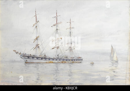 Henry Scott Tuke a tre masted windjammer giacente in corrispondenza di ancoraggio per le strade di Michael CARRICK Foto Stock