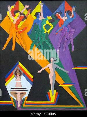 Ragazze Danza in raggi di colore Foto Stock