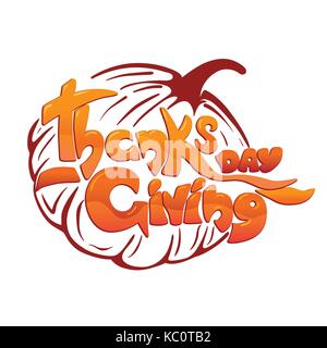 La Giornata del ringraziamento scritte bigliettino. Illustrazione Vettoriale