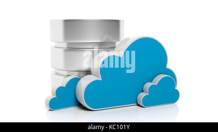 Database e cloud icone isolati su sfondo bianco. Foto Stock