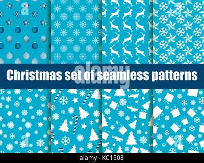Natale seamless pattern. alberi di Natale, i fiocchi di neve e giocattoli. illustrazione vettoriale. Illustrazione Vettoriale