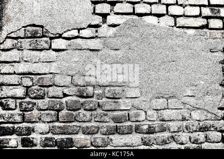 Splendidamente degradato in bianco e nero un muro di mattoni, photoarkive Foto Stock