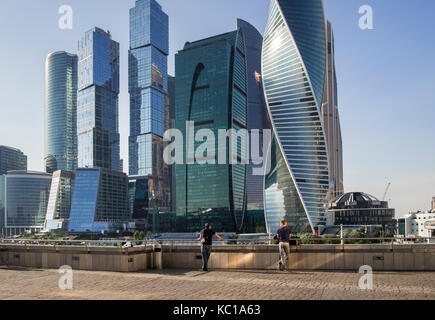 Edificio alto e moderno di grattacieli di Moscow International Business Center, aka Moscow City, un centro commerciale nel quartiere Presnensky, Mocow, Russia. Foto Stock