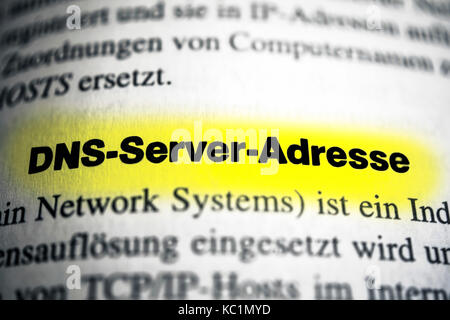 Indirizzo server DNS Foto Stock