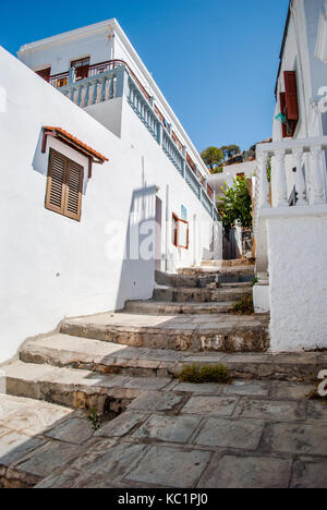 Lindos, Grecia - 10 Settembre 2016: la casa tradizionale a Lindos, Rodi, Grecia Foto Stock