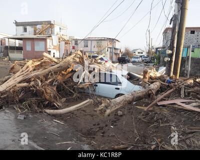 Maria di uragano ha distrutto tutto durante il passaggio su l'isola di Dominica. La popolazione non ha più nulla. il 18/09/2017 Foto Stock