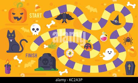 Kids halloween modello di gioco. Illustrazione Vettoriale