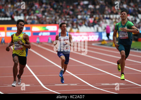 Mohamad Ridzuan MOHAMAD PUZI della Malaysia in uomini 100 m T36 riscalda il mondo Para Championships di Londra 2017 Foto Stock