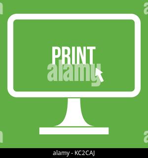 Parola di stampa su un monitor di computer Icon green Illustrazione Vettoriale