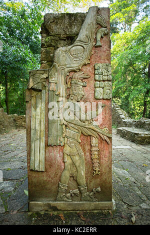 Il bassorilievo carving presso le rovine di palenque chiapas Foto Stock