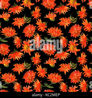 Acquerello romantico nasturtium pattern di fiori Foto Stock