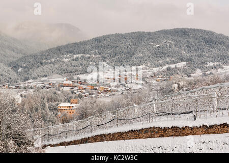 Meleto coperte di neve in Val di Non, in trentino alto adige, italia, Europa. Foto Stock