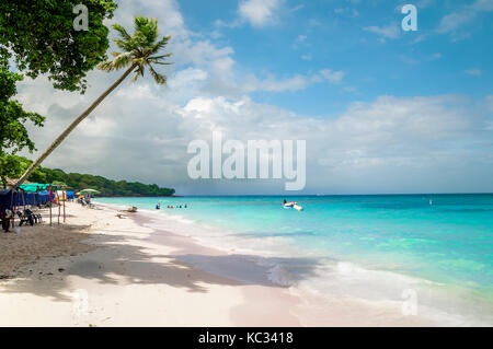 Vista su paradies spiaggia di playa blanca sull isola baru da Cartagena in Colombia Foto Stock