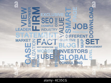 Business parole concettuale come chiavi per il successo e la crescita della società Foto Stock