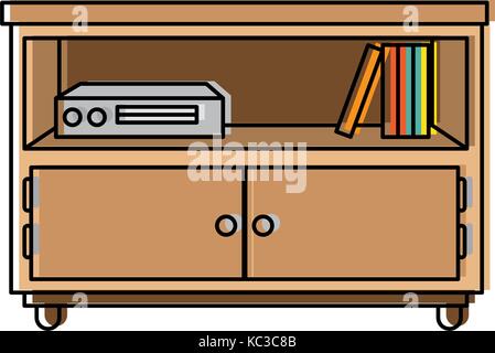 Comodino camera da letto con libri illustrazione vettoriale design Illustrazione Vettoriale