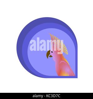 Rosa cacatua pappagallo bird logo design Illustrazione Vettoriale