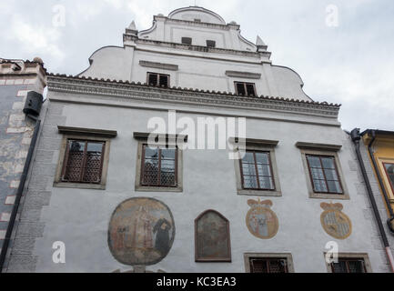 Vista di un edificio tradizionale in Krumlov Foto Stock