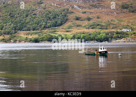 Stromi Castlle e North Stromé la riva settentrionale. Da Stromeferry (senza traghetto) attraverso Loch Carron Foto Stock