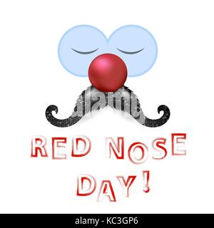 Clown naso rosso giornata con i baffi Illustrazione Vettoriale