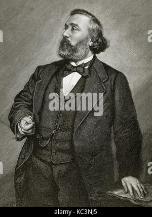 Leon Gambetta (1838-1882). Statista francese. Ritratto. Incisione. Foto Stock