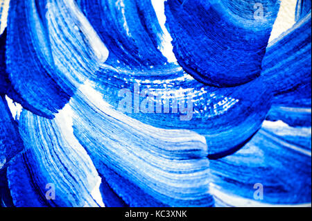 Abstract pennellate con acquarello blu Foto Stock