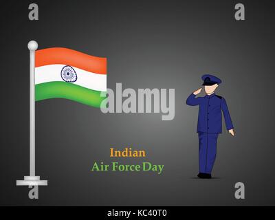 Illustrazione di elementi di indian airforce giorno sullo sfondo Illustrazione Vettoriale