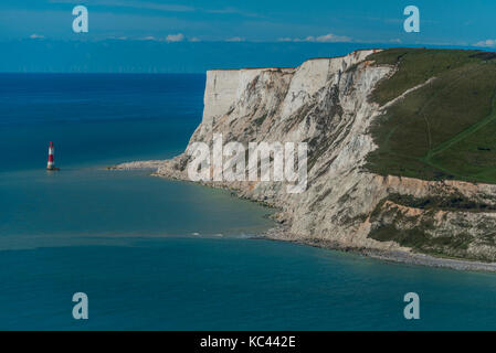 Vedute aeree di beachy head e il bianco gesso falesie sul regno unito della south coast. Foto Stock