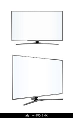 Led tv schermo televisivo in bianco su sfondo bianco Illustrazione Vettoriale