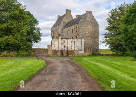 Il castello di Midhope, Lallybroch, Abercorn, West Lothian, Scozia, Regno Unito Foto Stock