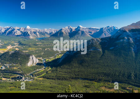 Fiume Bow da Sulphur Mountain Banff Canada Foto Stock