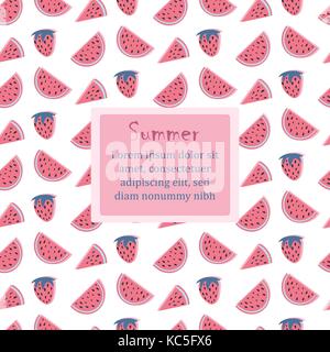 Estate seamless pattern con bacche e frutti. da collezione estate illustrazione vettoriale Illustrazione Vettoriale