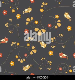 Seamless pattern di uccelli. stile moderno. illustrazione vettoriale Illustrazione Vettoriale