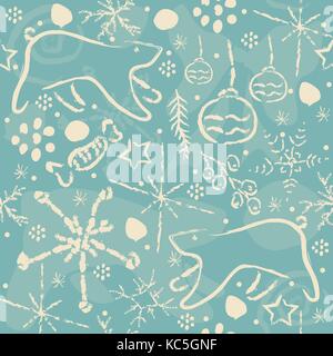 Carino inverno pattern con orsi e ornamenti. illustrazione vettoriale. Illustrazione Vettoriale