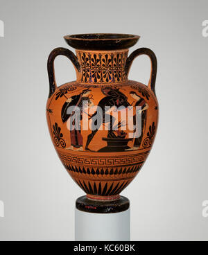 Collo-anfora, arcaico, ultimo quarto del VI secolo a.c. greci, soffitta, terracotta; nero-figura, H. 16 3/16 in. (41,1 cm), vasi Foto Stock