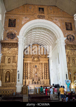 Altare Maggiore della Basilica del Bom Jesus, Old Goa Foto Stock