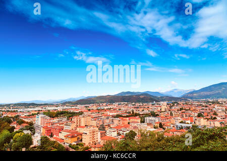 Veduta aerea del castello della città di Brescia, Lombardia, Italia. Foto Stock
